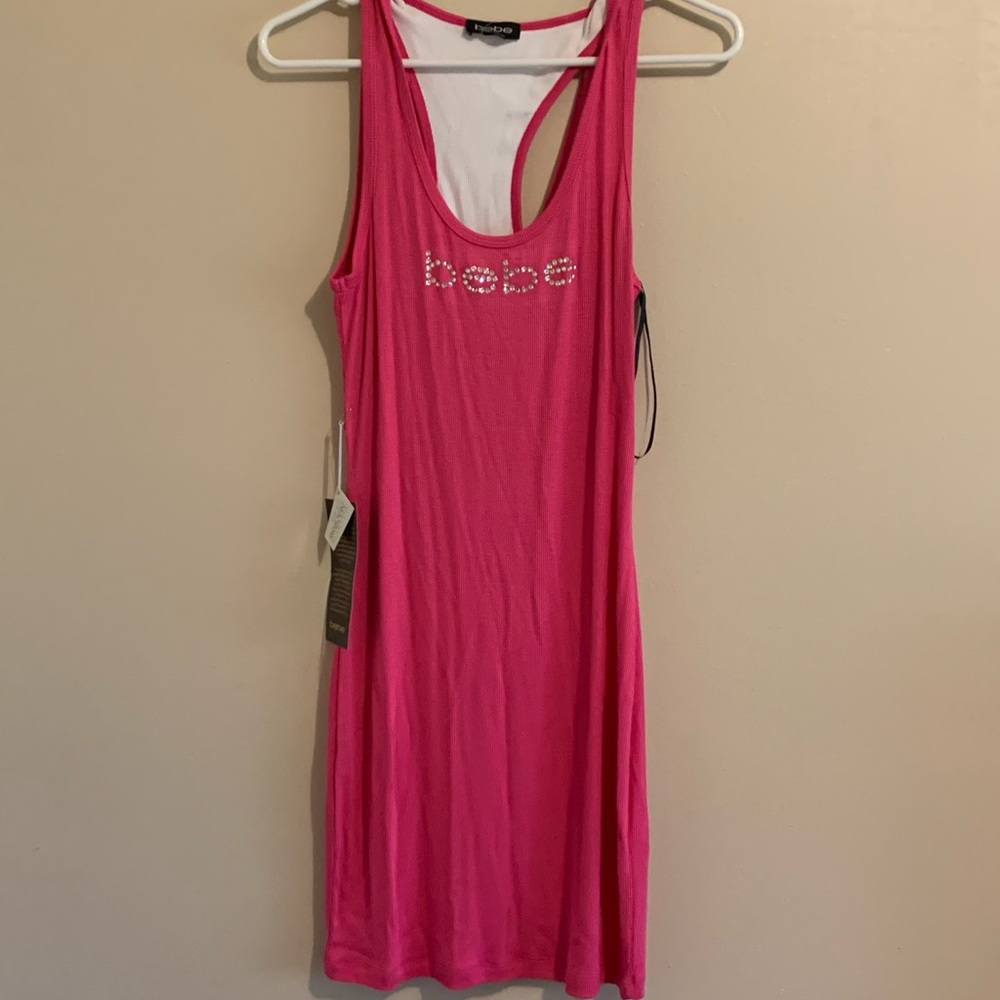 Bebe logo pink tank dress
